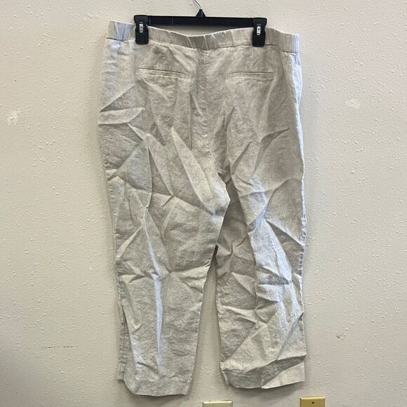 Talbots Cream 100% Linen Lagenlook minimalist Cropped Pants size 16 #734 - Picture 3 of 5